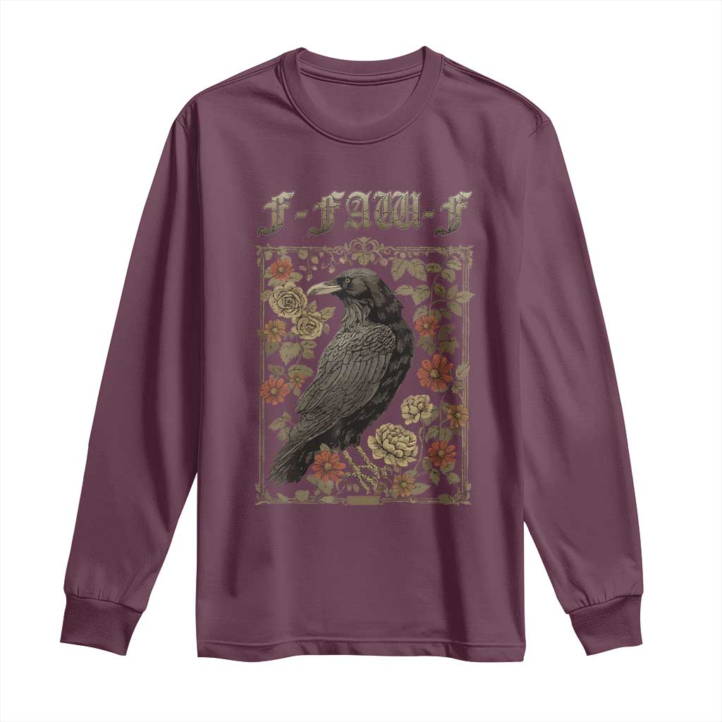 Funny F Caw F Crow Long Sleeve Shirt Vintage Bird Saying Adult Humor Gothic Tarot Card - Wonder Print Shop