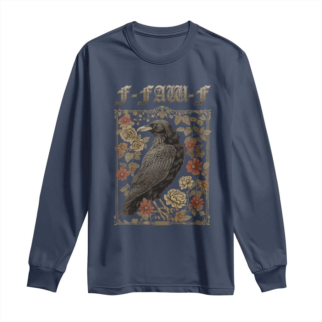 Funny F Caw F Crow Long Sleeve Shirt Vintage Bird Saying Adult Humor Gothic Tarot Card - Wonder Print Shop