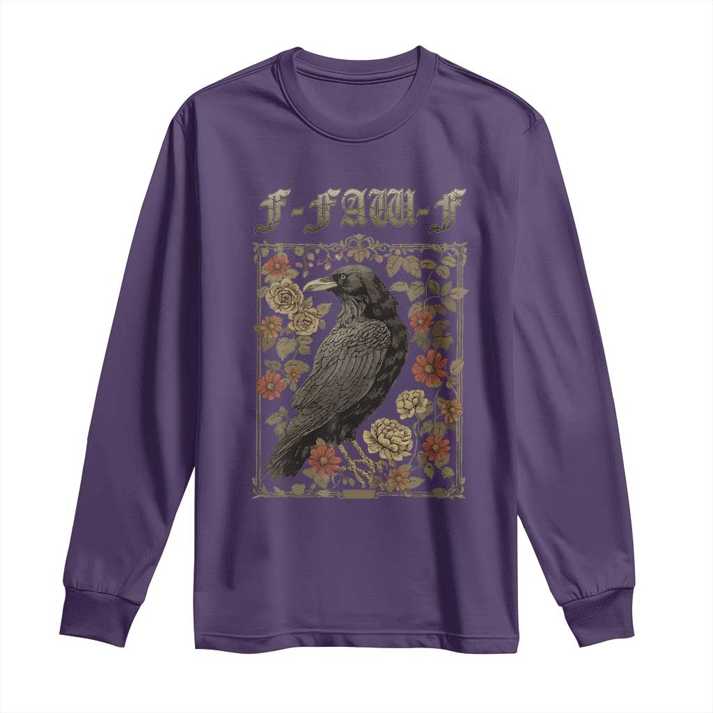 Funny F Caw F Crow Long Sleeve Shirt Vintage Bird Saying Adult Humor Gothic Tarot Card - Wonder Print Shop