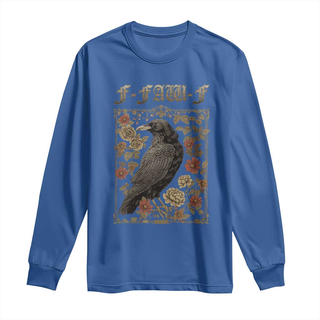 Funny F Caw F Crow Long Sleeve Shirt Vintage Bird Saying Adult Humor Gothic Tarot Card - Wonder Print Shop