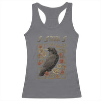 Funny F Caw F Crow Racerback Tank Top Vintage Bird Saying Adult Humor Gothic Tarot Card - Wonder Print Shop