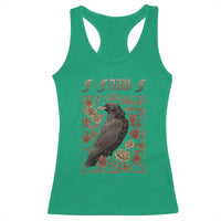 Funny F Caw F Crow Racerback Tank Top Vintage Bird Saying Adult Humor Gothic Tarot Card - Wonder Print Shop