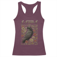Funny F Caw F Crow Racerback Tank Top Vintage Bird Saying Adult Humor Gothic Tarot Card - Wonder Print Shop