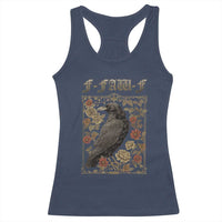 Funny F Caw F Crow Racerback Tank Top Vintage Bird Saying Adult Humor Gothic Tarot Card - Wonder Print Shop