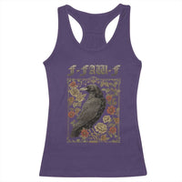 Funny F Caw F Crow Racerback Tank Top Vintage Bird Saying Adult Humor Gothic Tarot Card - Wonder Print Shop