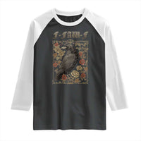 Funny F Caw F Crow Raglan Shirt Vintage Bird Saying Adult Humor Gothic Tarot Card - Wonder Print Shop