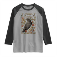 Funny F Caw F Crow Raglan Shirt Vintage Bird Saying Adult Humor Gothic Tarot Card - Wonder Print Shop