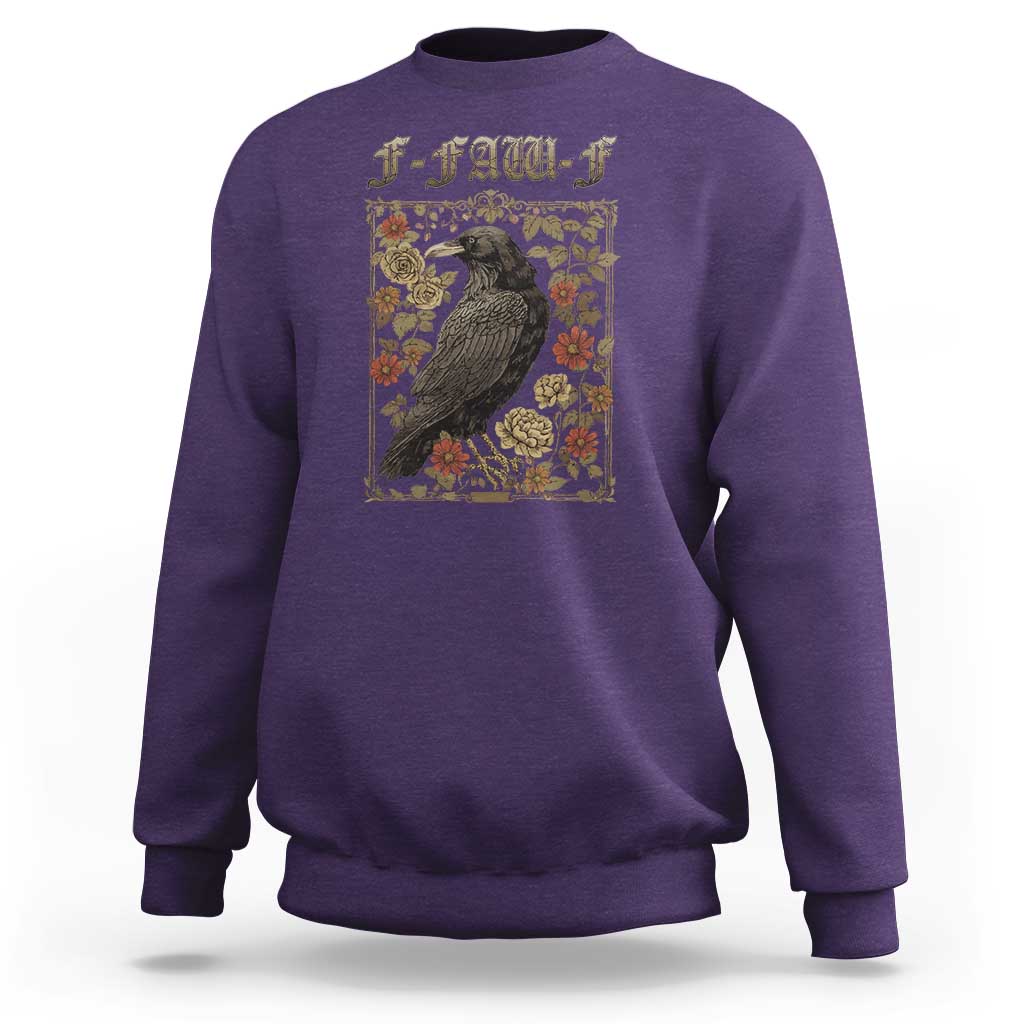 Funny F Caw F Crow Sweatshirt Vintage Bird Saying Adult Humor Gothic Tarot Card - Wonder Print Shop