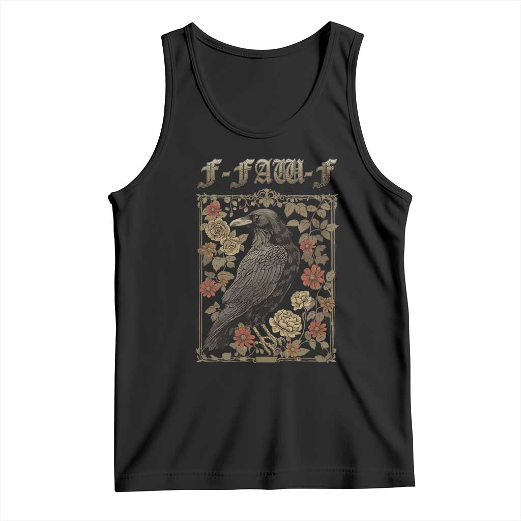 Funny F Caw F Crow Tank Top Vintage Bird Saying Adult Humor Gothic Tarot Card - Wonder Print Shop