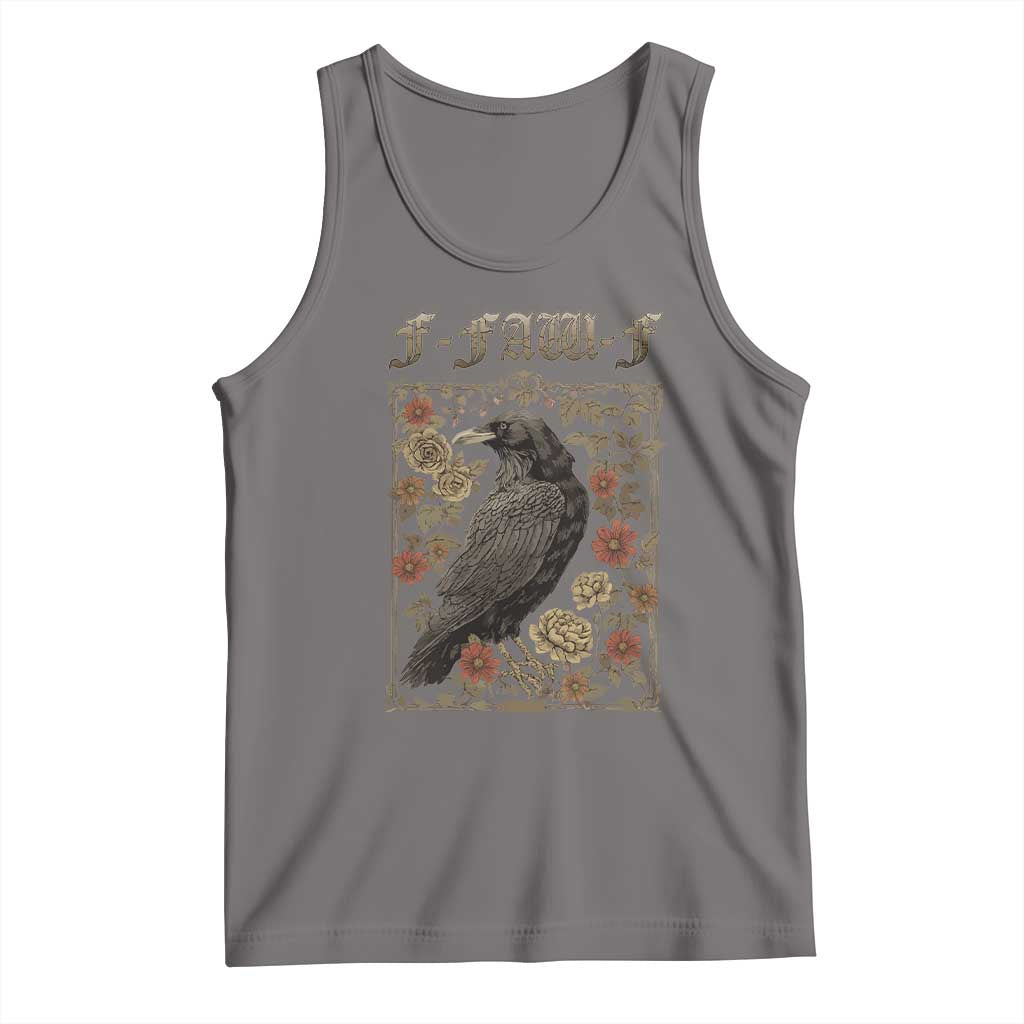 Funny F Caw F Crow Tank Top Vintage Bird Saying Adult Humor Gothic Tarot Card - Wonder Print Shop