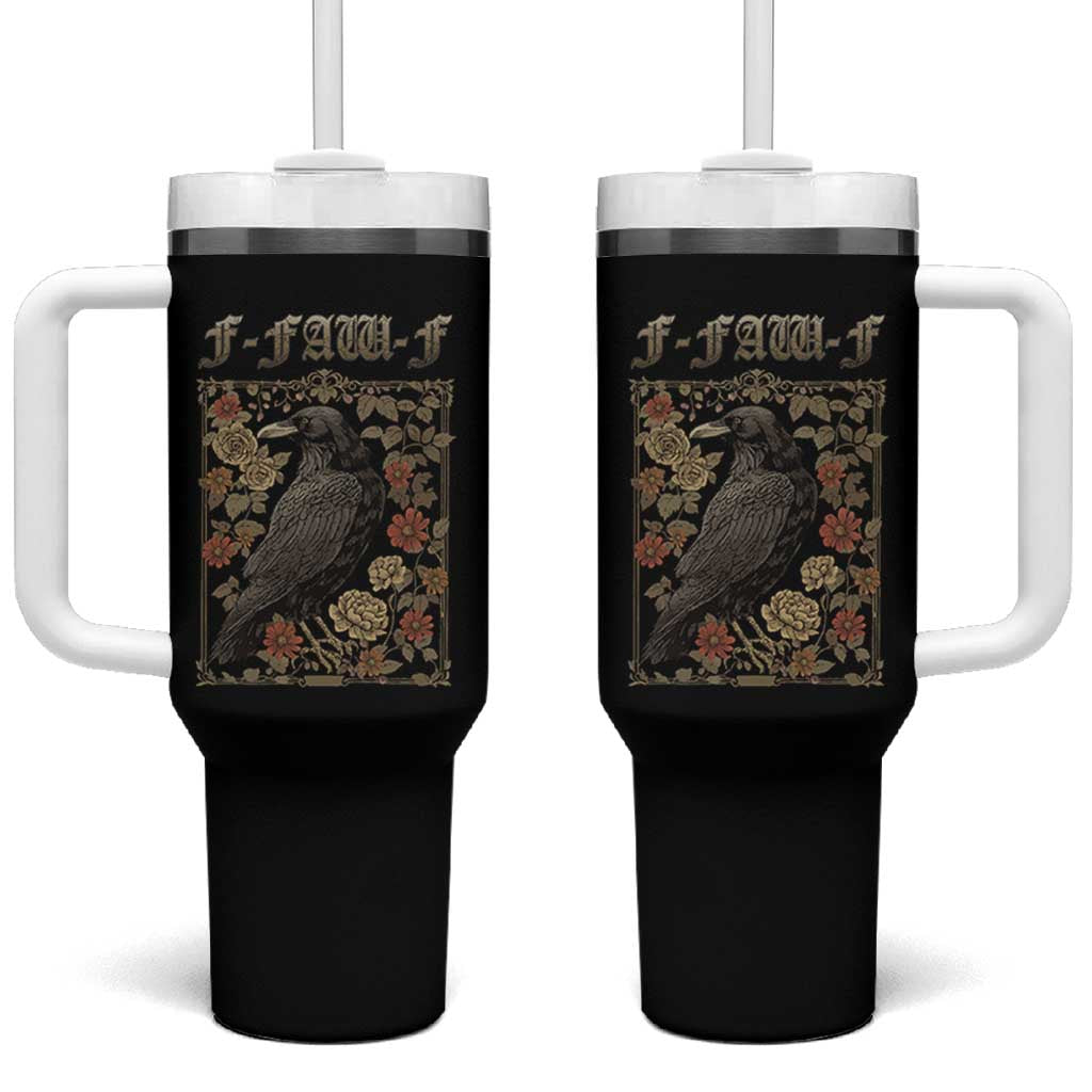 Funny F Caw F Crow Tumbler With Handle Vintage Bird Saying Adult Humor Gothic Tarot Card - Wonder Print Shop