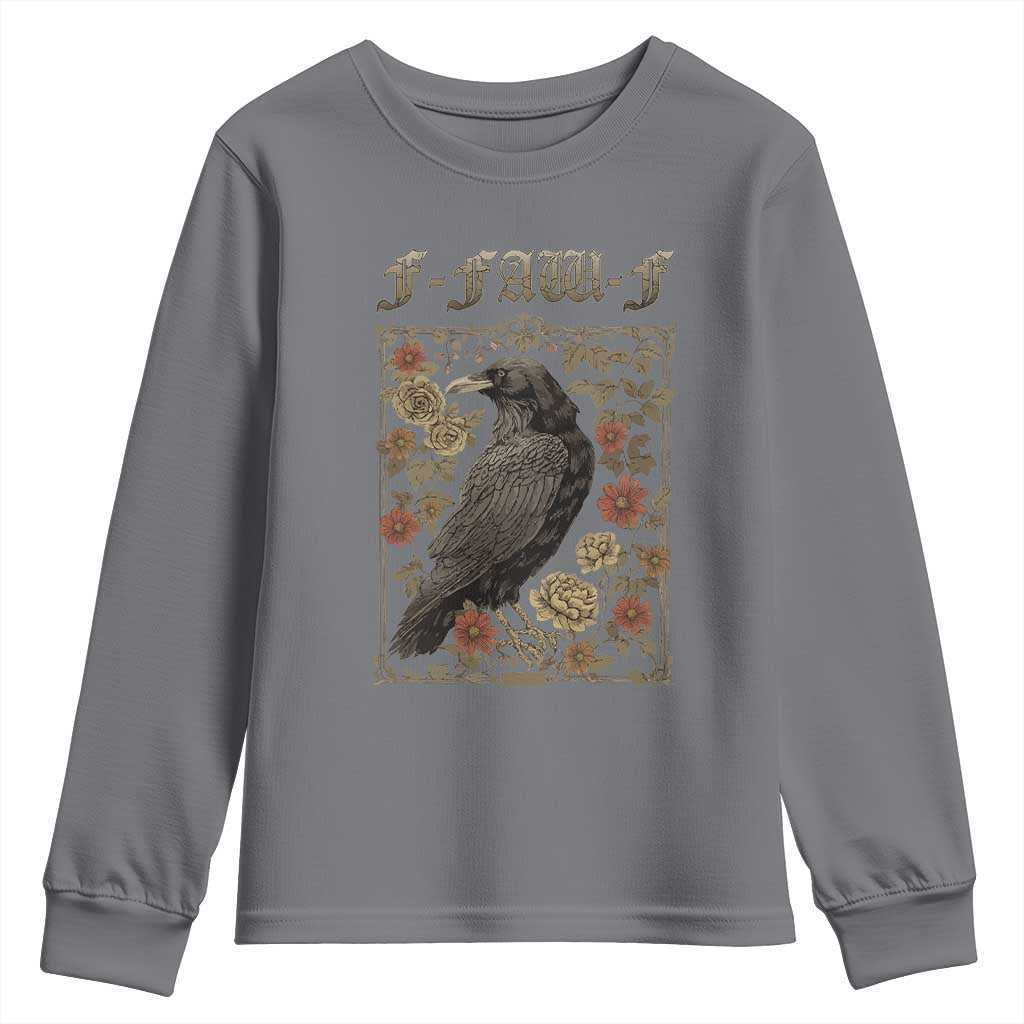Funny F Caw F Crow Youth Sweatshirt Vintage Bird Saying Adult Humor Gothic Tarot Card - Wonder Print Shop