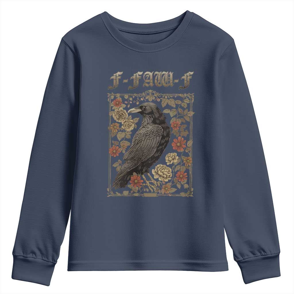 Funny F Caw F Crow Youth Sweatshirt Vintage Bird Saying Adult Humor Gothic Tarot Card - Wonder Print Shop