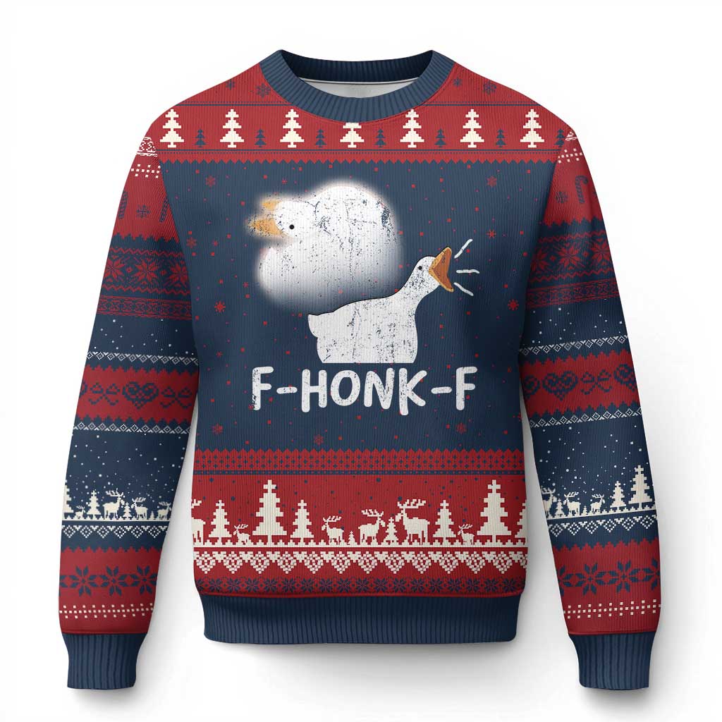 Silly Goose Meme Ugly Christmas Sweater Retro F-Honk-F Funny Farm Animal - Wonder Print Shop