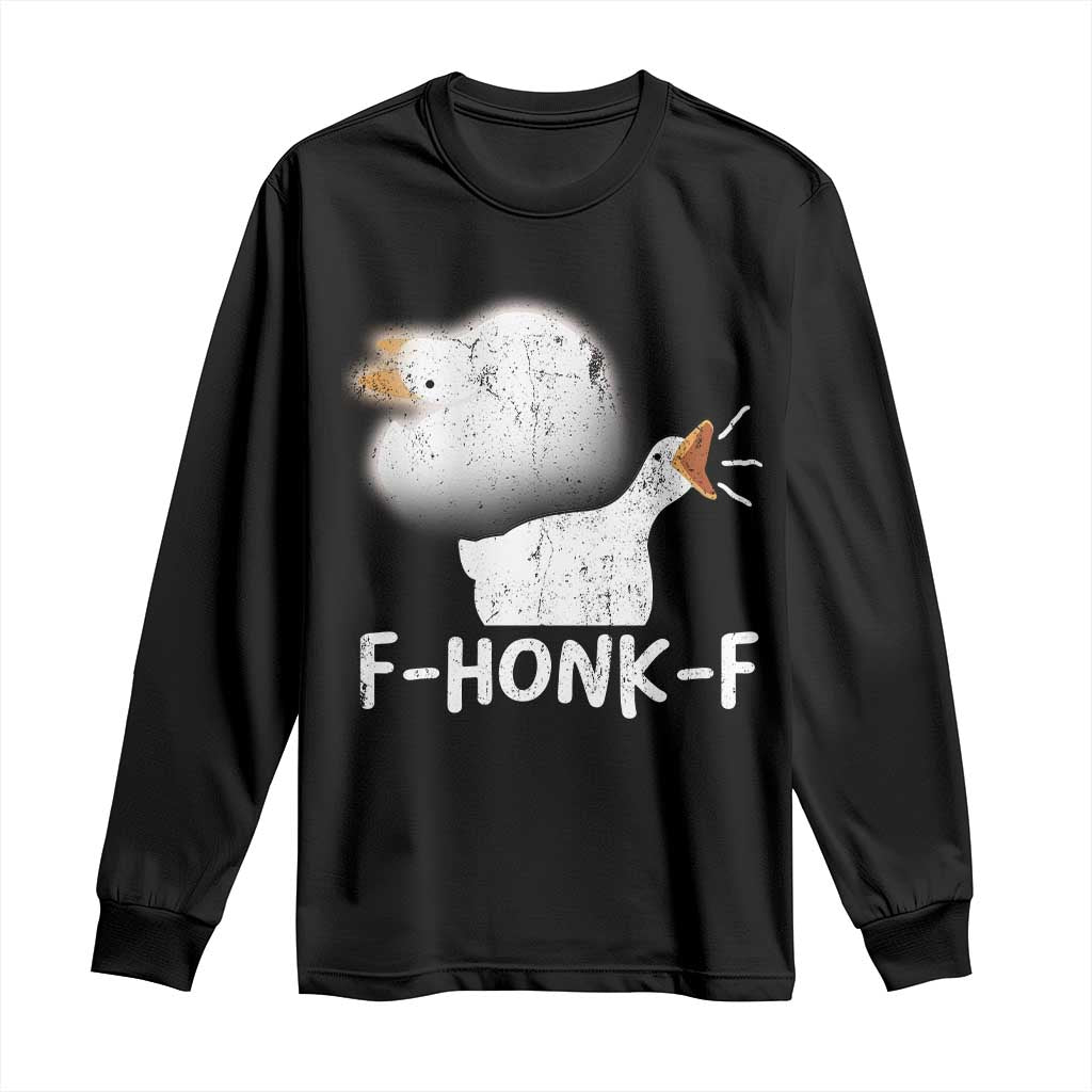Silly Goose Meme Long Sleeve Shirt Retro F-Honk-F Funny Farm Animal - Wonder Print Shop