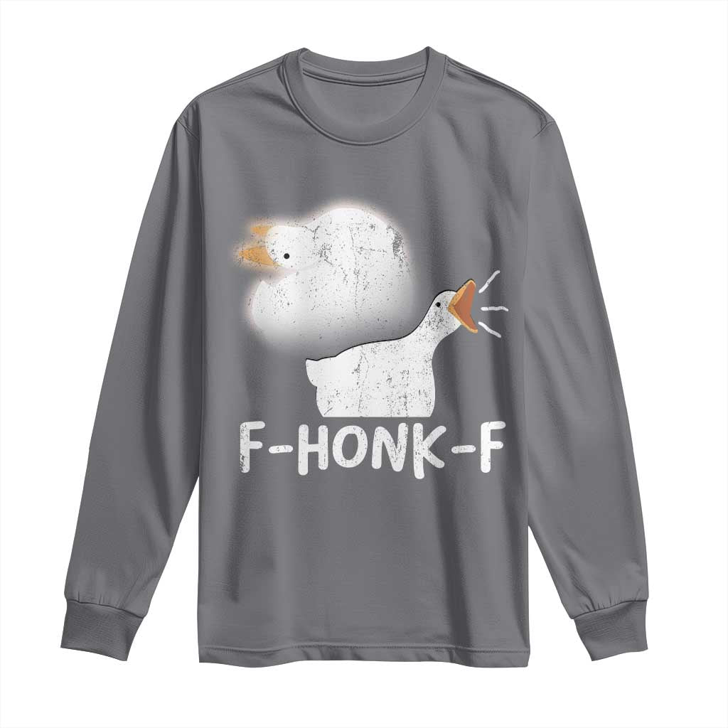 Silly Goose Meme Long Sleeve Shirt Retro F-Honk-F Funny Farm Animal - Wonder Print Shop