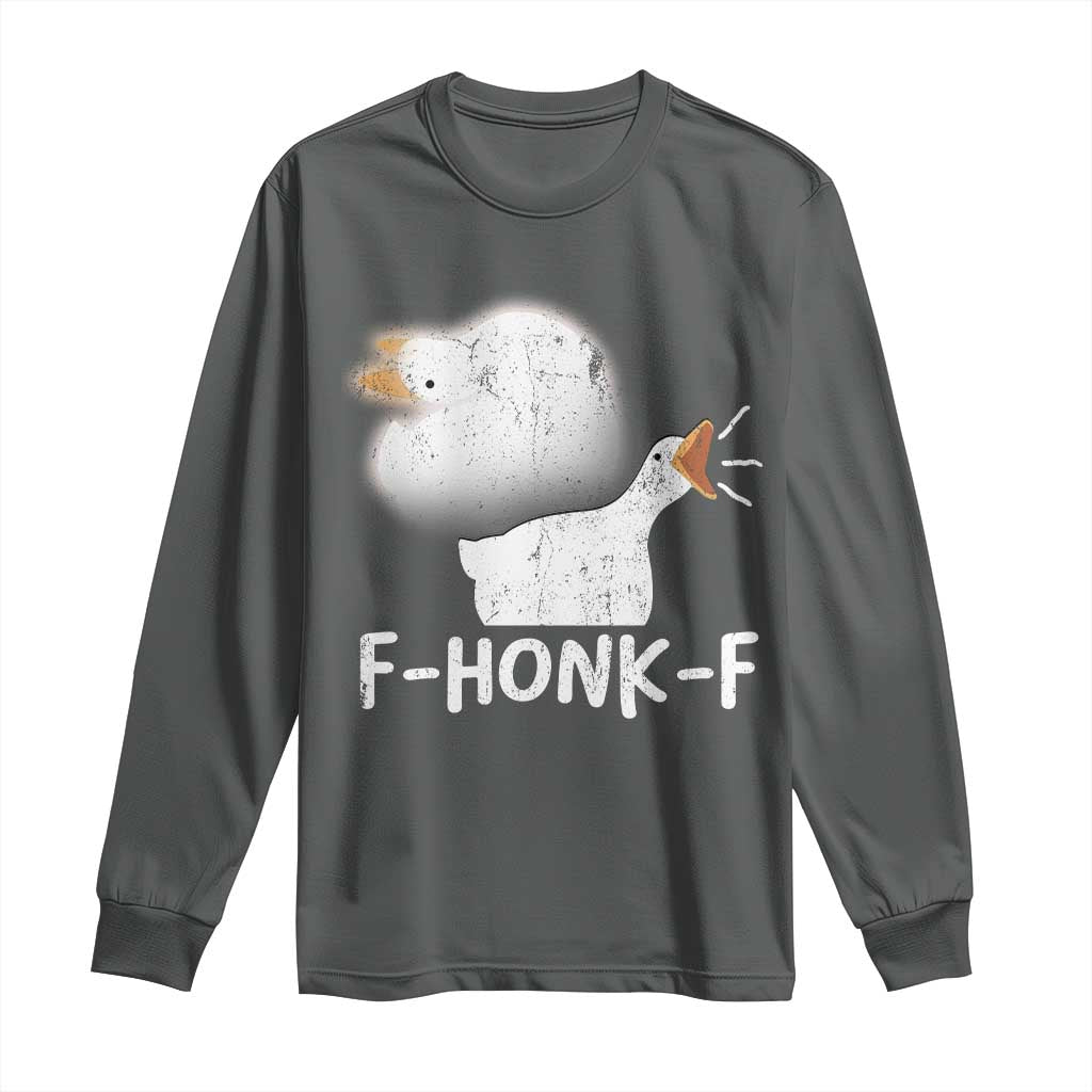 Silly Goose Meme Long Sleeve Shirt Retro F-Honk-F Funny Farm Animal - Wonder Print Shop
