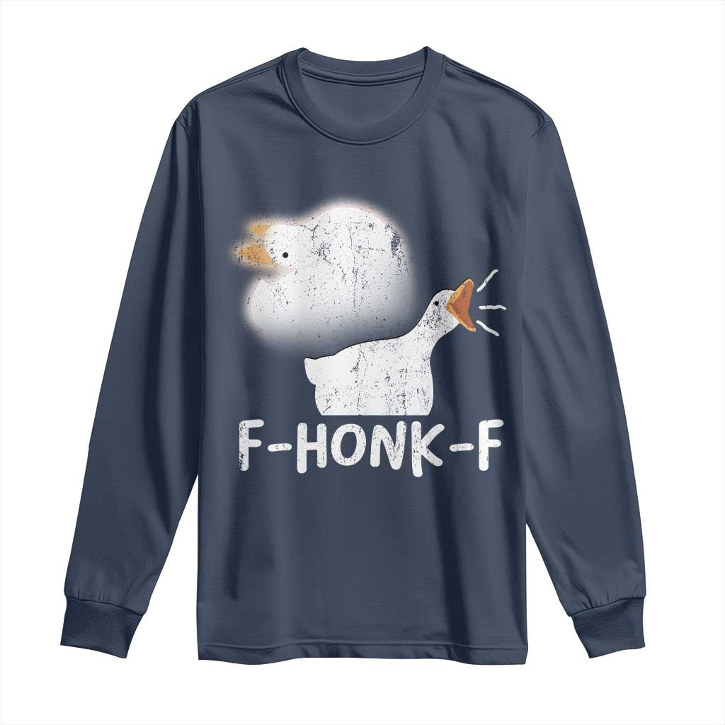 Silly Goose Meme Long Sleeve Shirt Retro F-Honk-F Funny Farm Animal - Wonder Print Shop