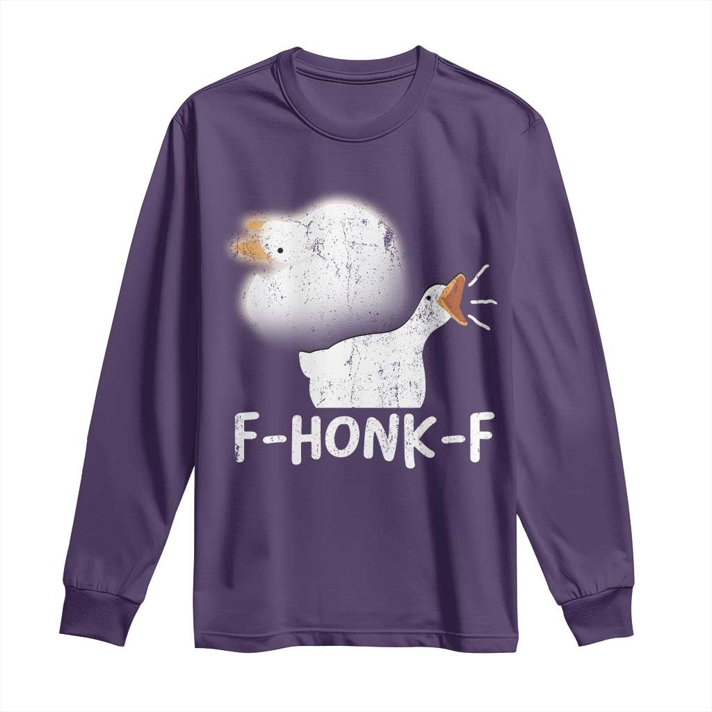 Silly Goose Meme Long Sleeve Shirt Retro F-Honk-F Funny Farm Animal - Wonder Print Shop