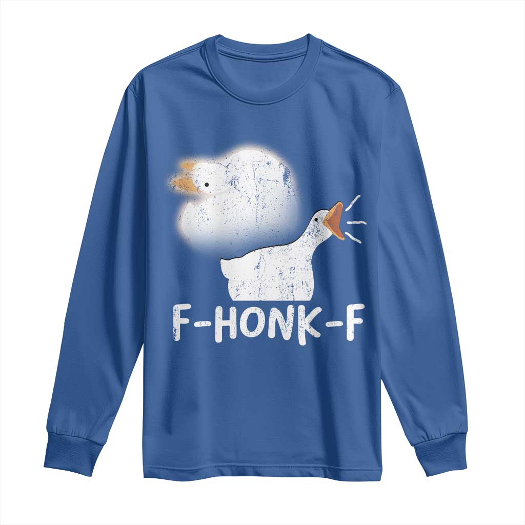 Silly Goose Meme Long Sleeve Shirt Retro F-Honk-F Funny Farm Animal - Wonder Print Shop