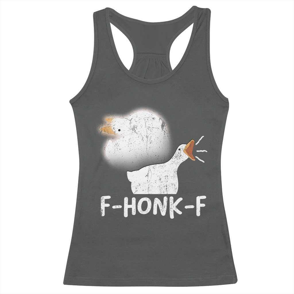 Silly Goose Meme Racerback Tank Top Retro F-Honk-F Funny Farm Animal - Wonder Print Shop