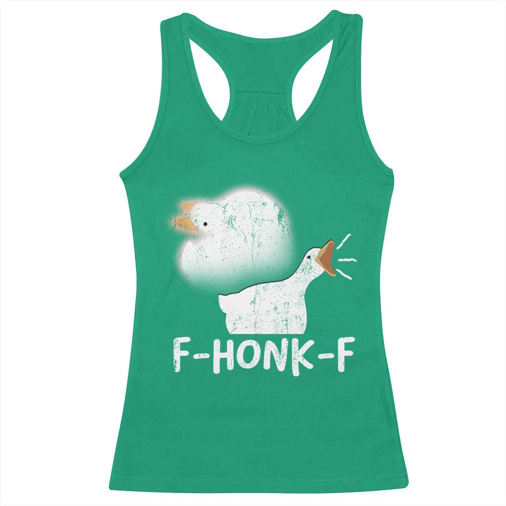 Silly Goose Meme Racerback Tank Top Retro F-Honk-F Funny Farm Animal - Wonder Print Shop