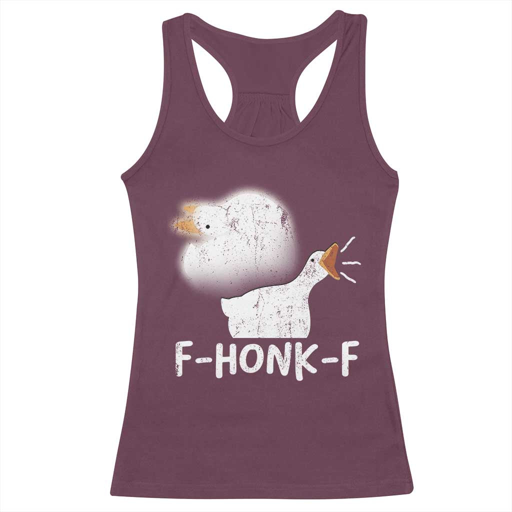 Silly Goose Meme Racerback Tank Top Retro F-Honk-F Funny Farm Animal - Wonder Print Shop