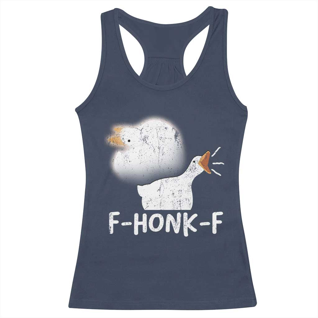 Silly Goose Meme Racerback Tank Top Retro F-Honk-F Funny Farm Animal - Wonder Print Shop