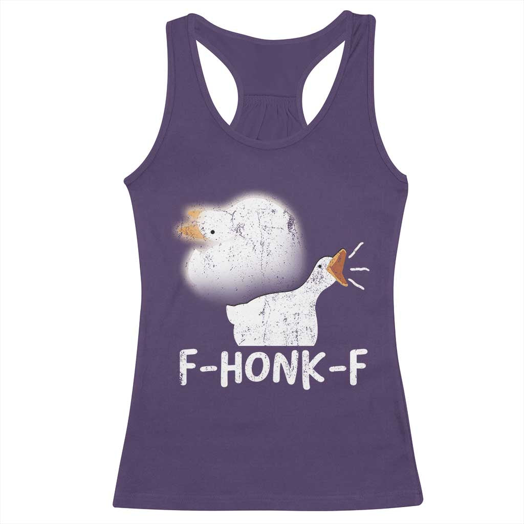 Silly Goose Meme Racerback Tank Top Retro F-Honk-F Funny Farm Animal - Wonder Print Shop
