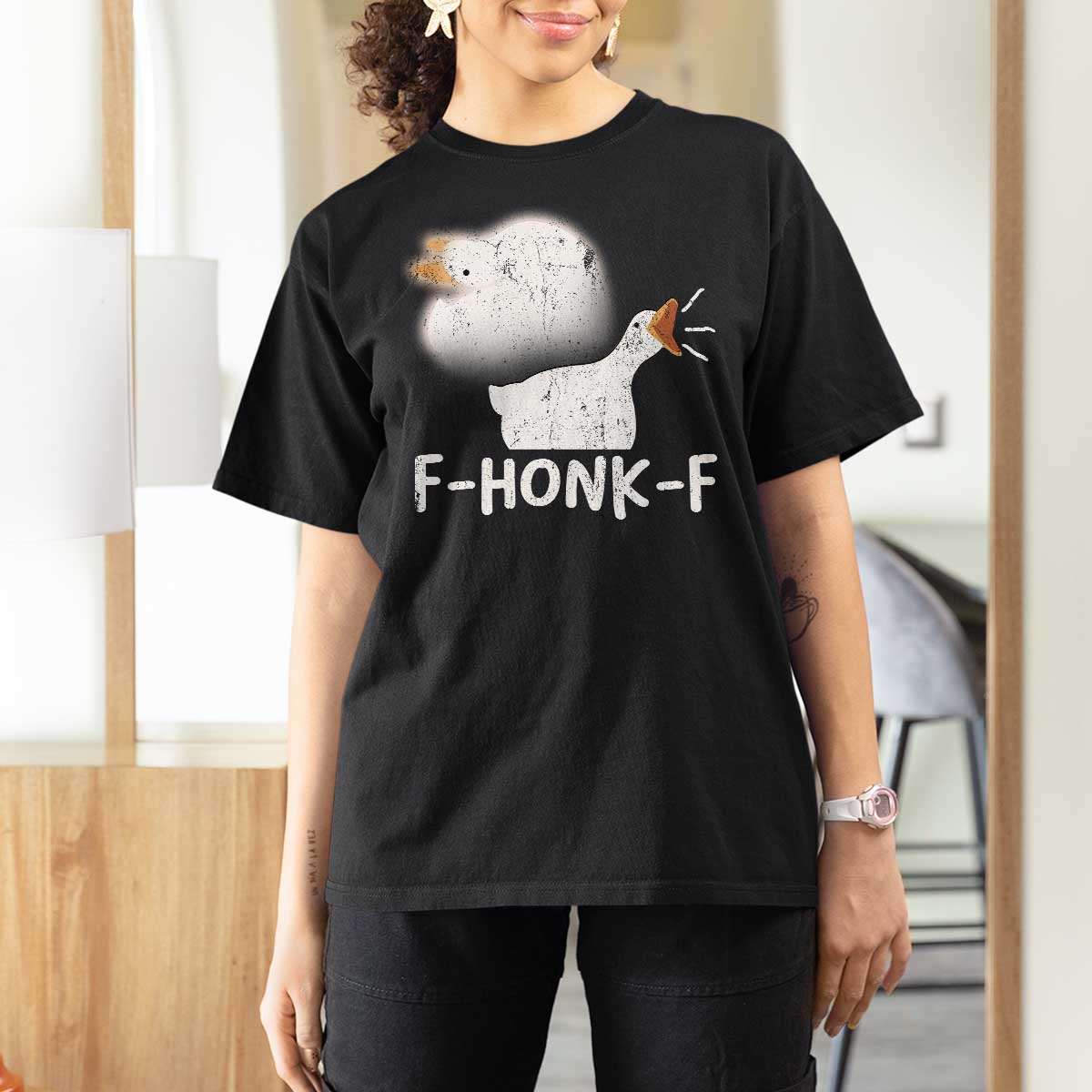 Silly Goose Meme T Shirt For Women Retro F-Honk-F Funny Farm Animal - Wonder Print Shop