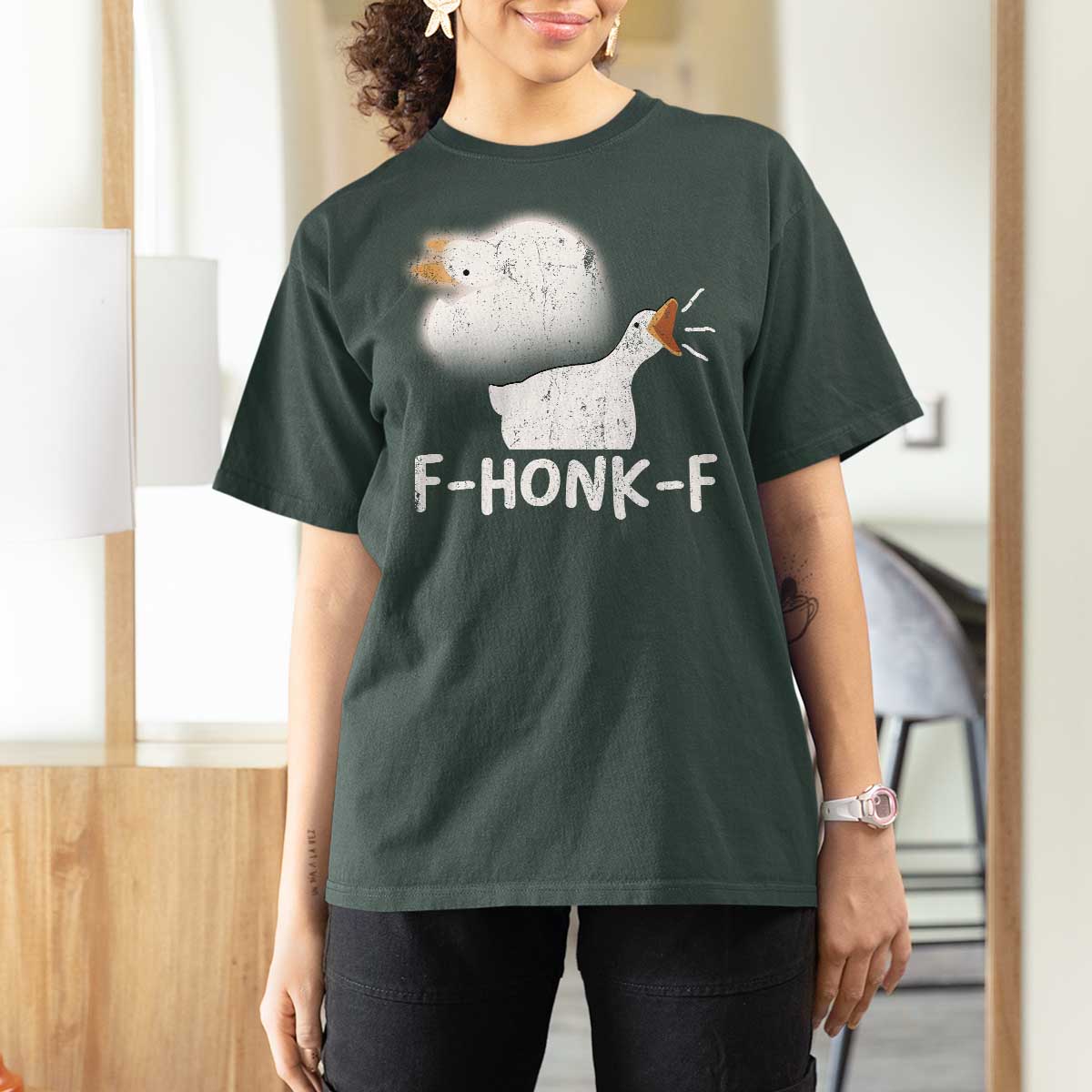 Silly Goose Meme T Shirt For Women Retro F-Honk-F Funny Farm Animal - Wonder Print Shop