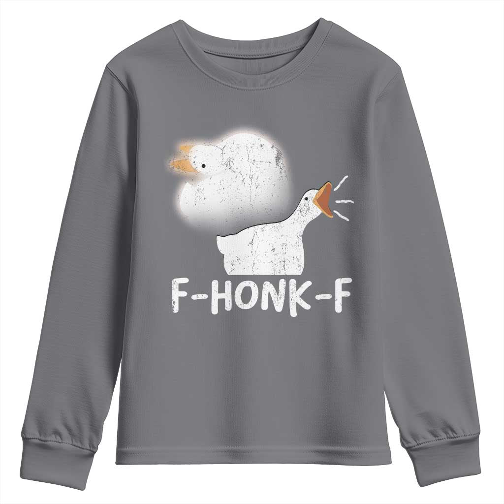 Silly Goose Meme Youth Sweatshirt Retro F-Honk-F Funny Farm Animal - Wonder Print Shop