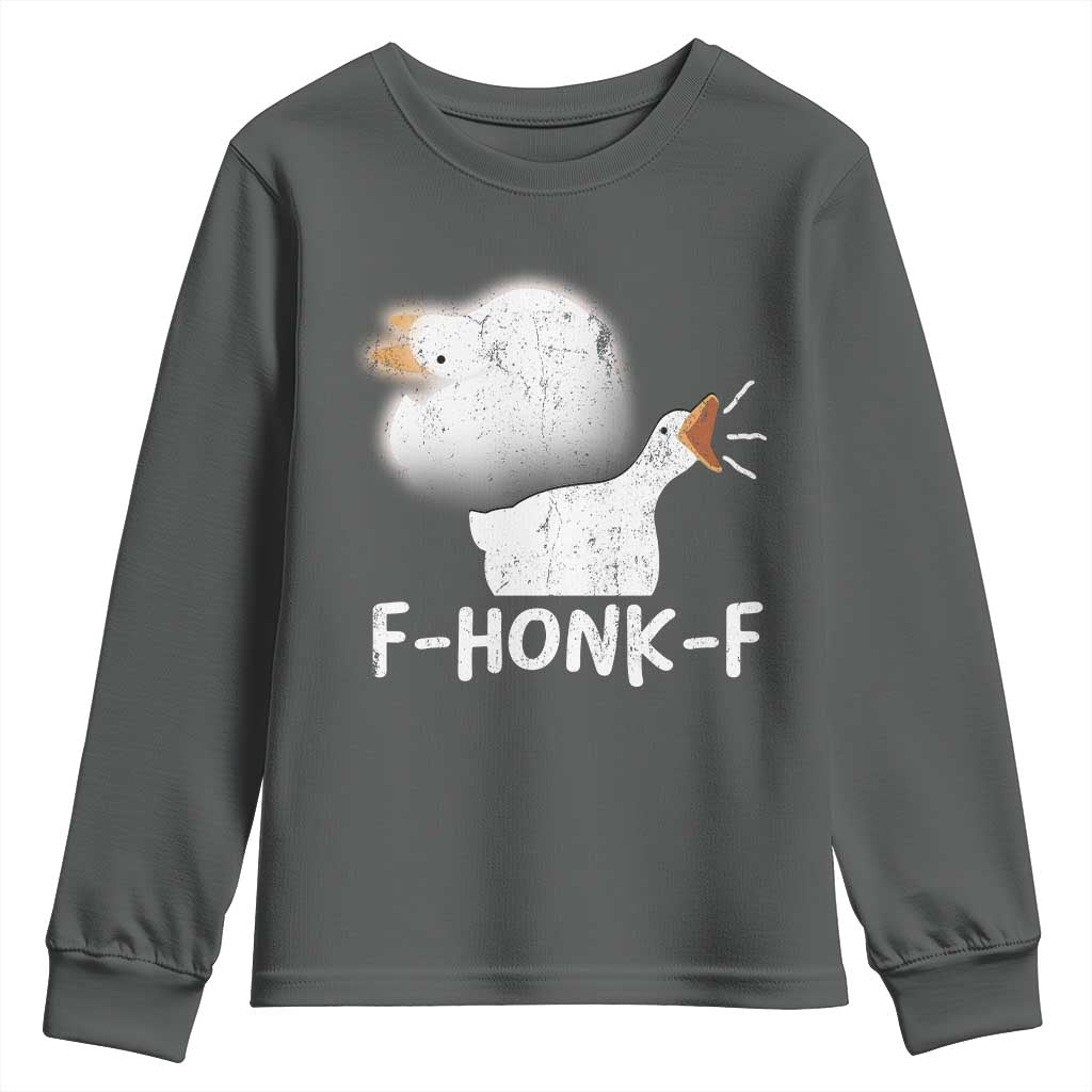 Silly Goose Meme Youth Sweatshirt Retro F-Honk-F Funny Farm Animal - Wonder Print Shop