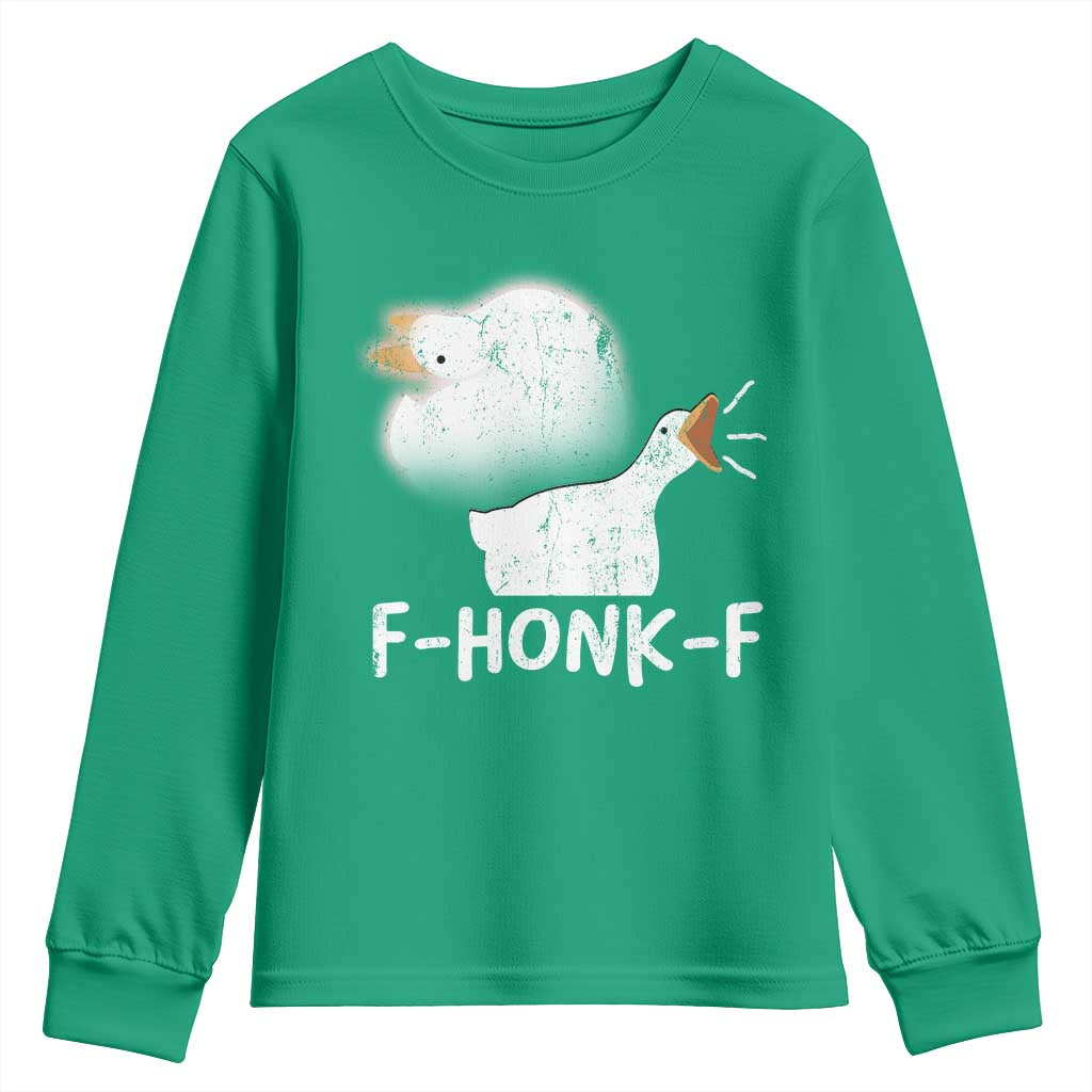 Silly Goose Meme Youth Sweatshirt Retro F-Honk-F Funny Farm Animal - Wonder Print Shop