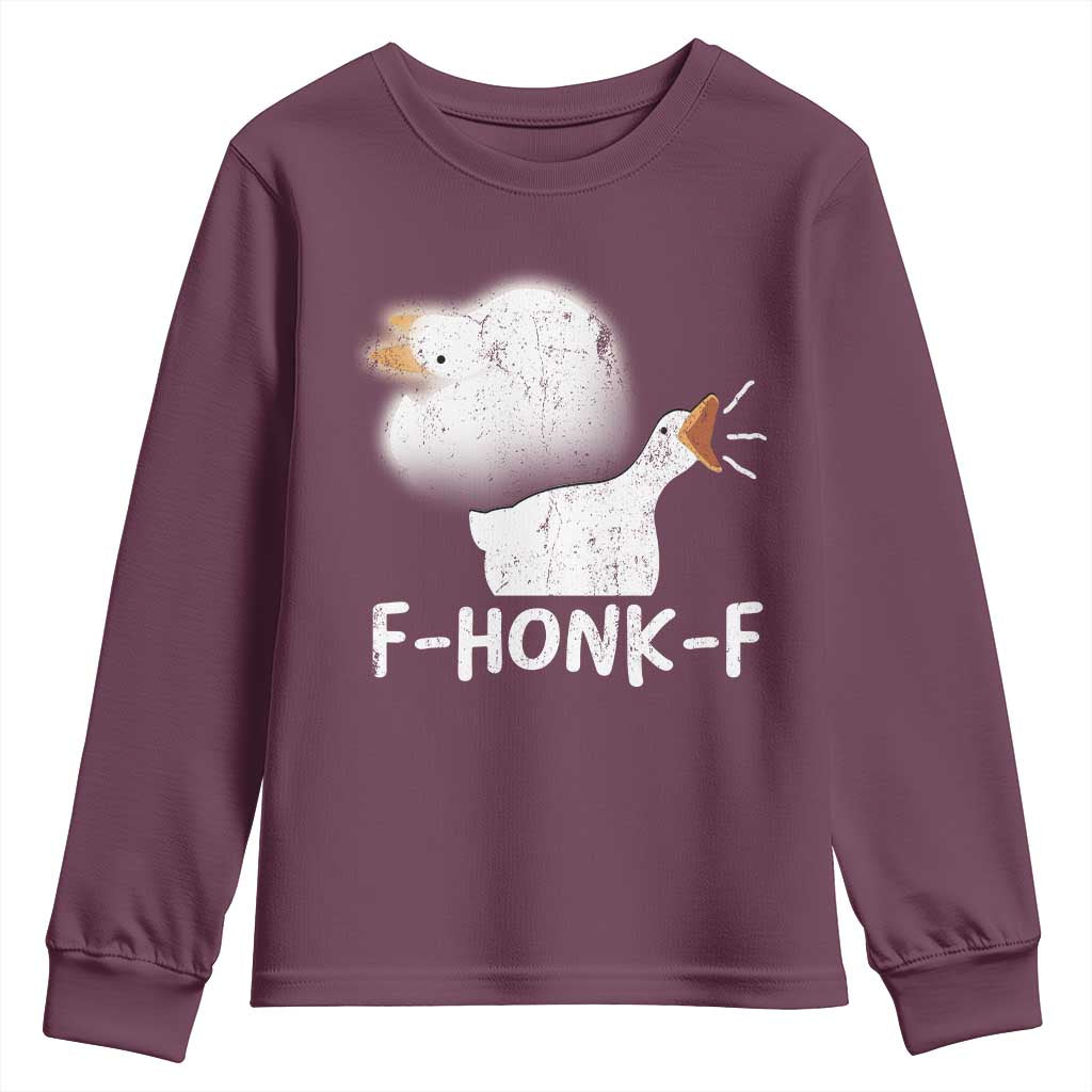 Silly Goose Meme Youth Sweatshirt Retro F-Honk-F Funny Farm Animal - Wonder Print Shop