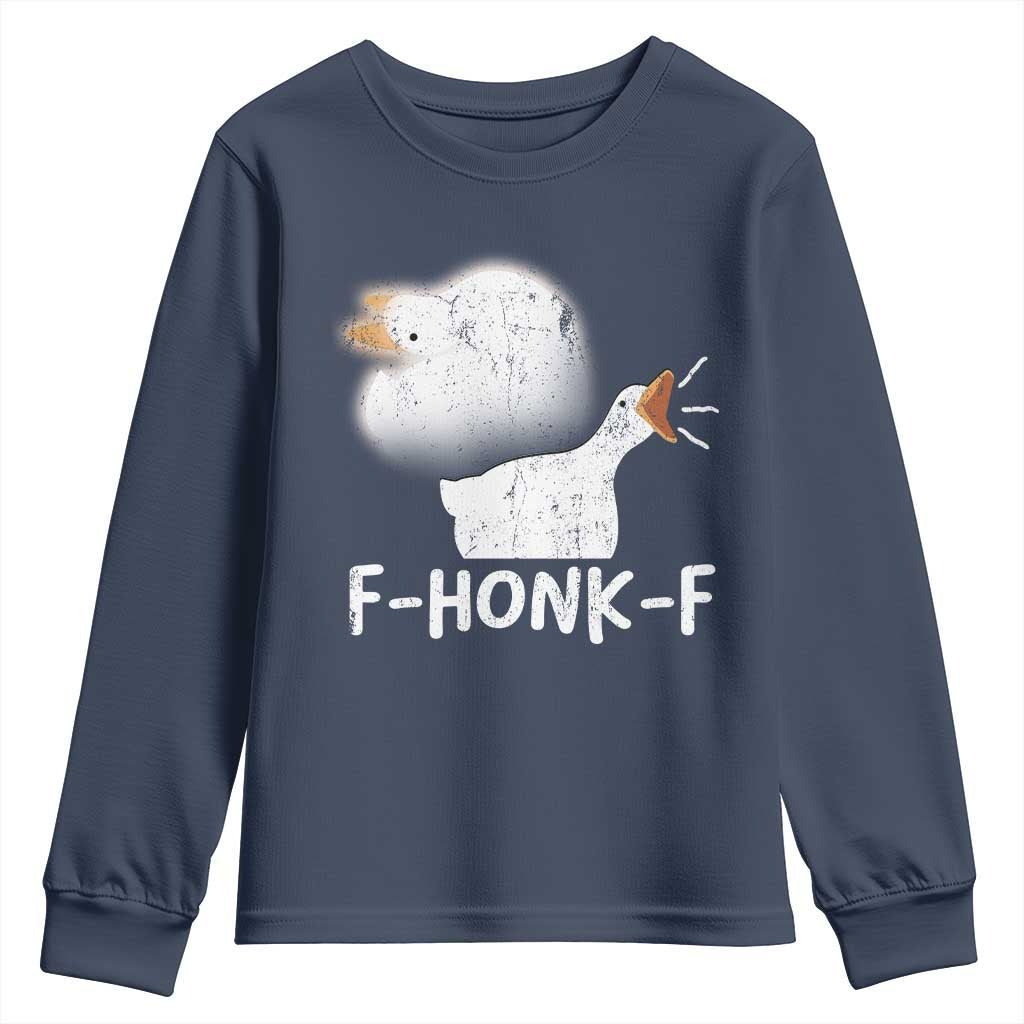 Silly Goose Meme Youth Sweatshirt Retro F-Honk-F Funny Farm Animal - Wonder Print Shop