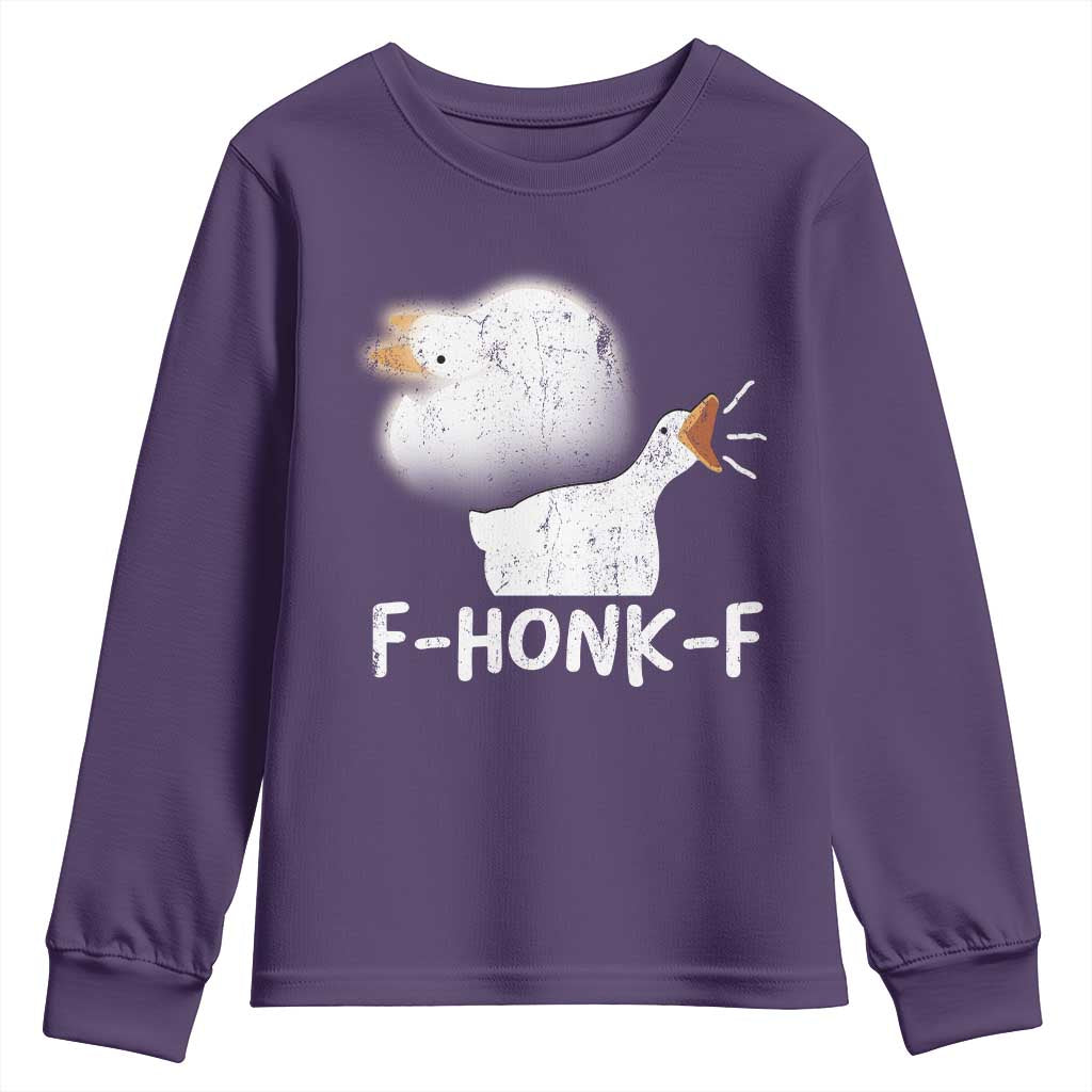 Silly Goose Meme Youth Sweatshirt Retro F-Honk-F Funny Farm Animal - Wonder Print Shop