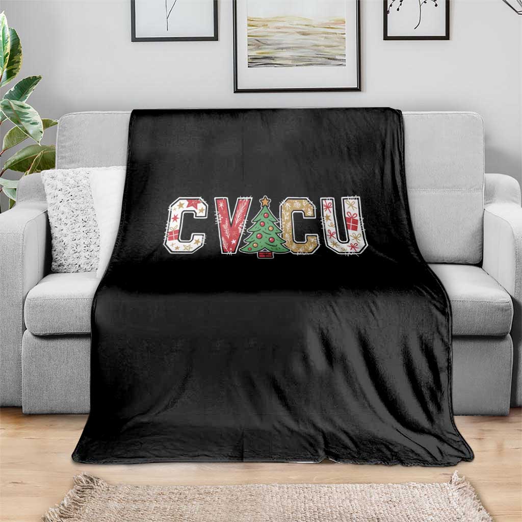 Christmas CVICU Nurse Throw Blanket Cardiovascular Intensive Care Unit Cardiac Nurse - Wonder Print Shop