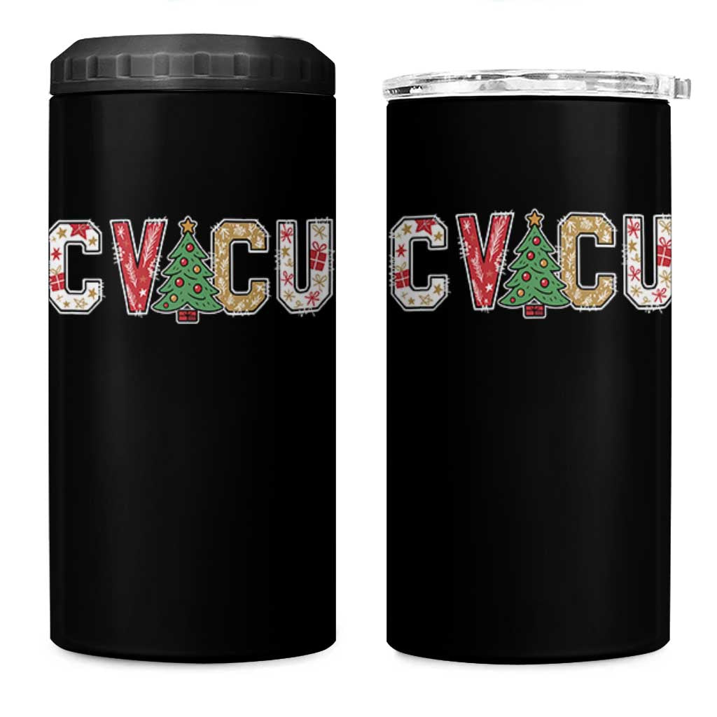 Christmas CVICU Nurse 4 in 1 Can Cooler Tumbler Cardiovascular Intensive Care Unit Cardiac Nurse - Wonder Print Shop