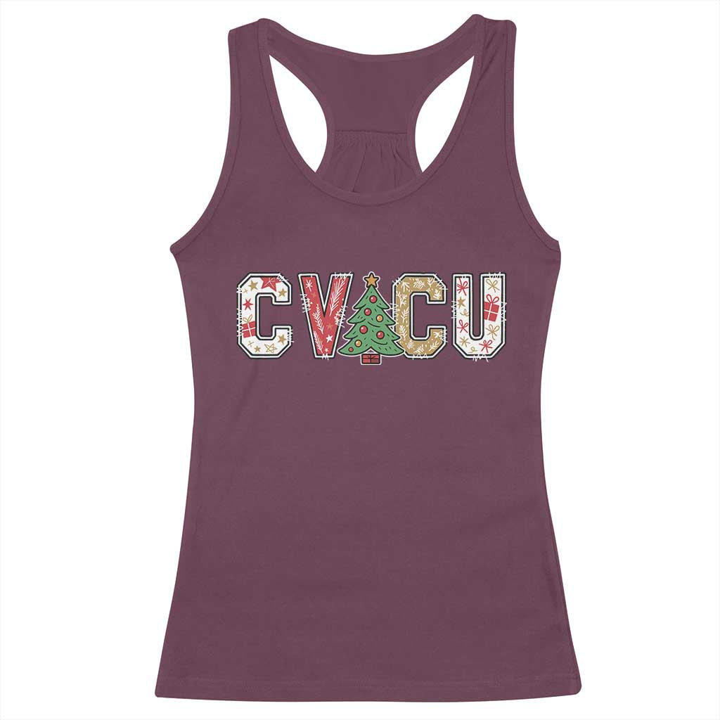 Christmas CVICU Nurse Racerback Tank Top Cardiovascular Intensive Care Unit Cardiac Nurse - Wonder Print Shop