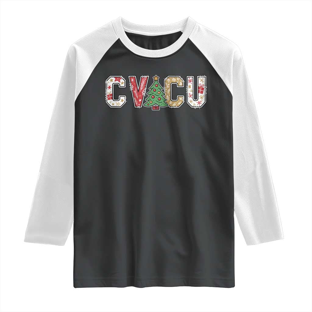 Christmas CVICU Nurse Raglan Shirt Cardiovascular Intensive Care Unit Cardiac Nurse - Wonder Print Shop