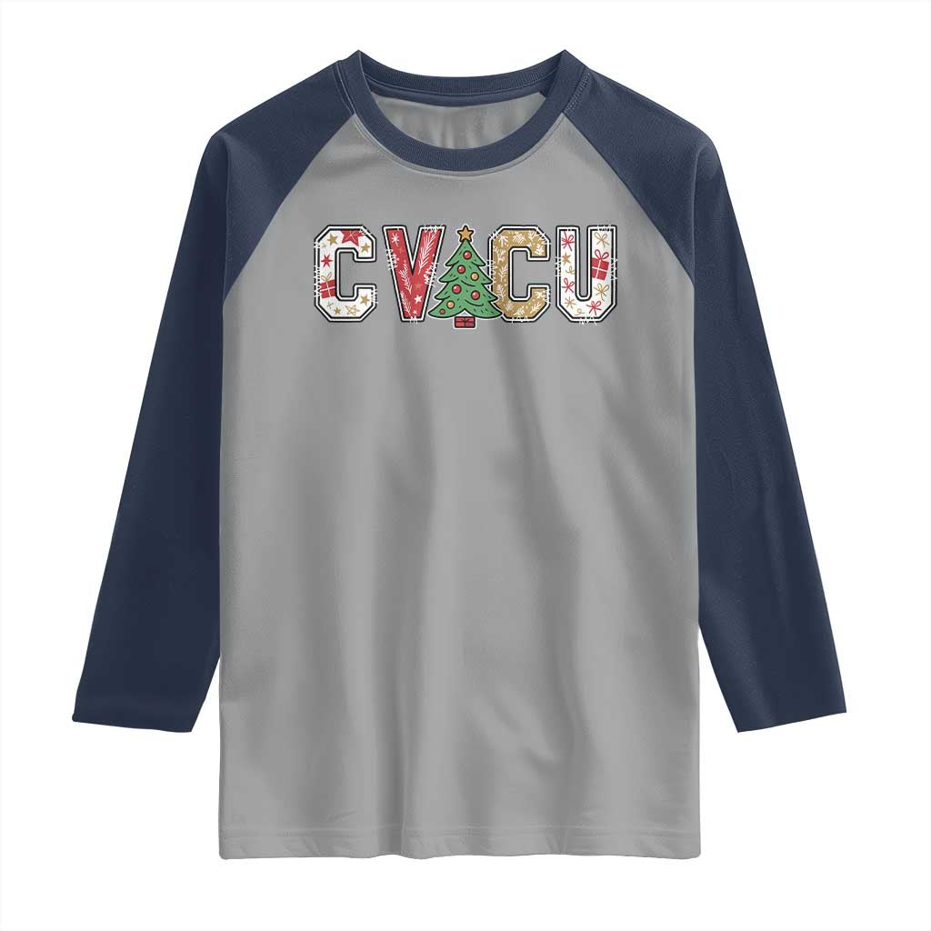 Christmas CVICU Nurse Raglan Shirt Cardiovascular Intensive Care Unit Cardiac Nurse - Wonder Print Shop