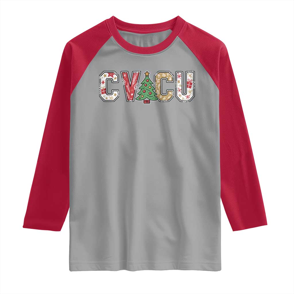 Christmas CVICU Nurse Raglan Shirt Cardiovascular Intensive Care Unit Cardiac Nurse - Wonder Print Shop