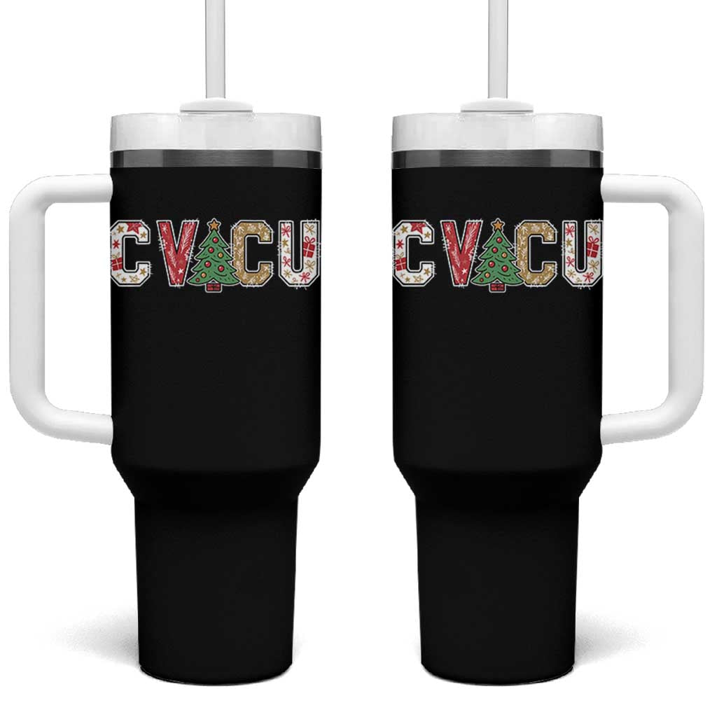 Christmas CVICU Nurse Tumbler With Handle Cardiovascular Intensive Care Unit Cardiac Nurse - Wonder Print Shop