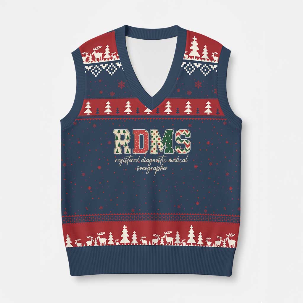Sonographer Xmas V-Neck Knit Sweater Vest RDMS Ultrasound Tech Technologist Gift - Wonder Print Shop