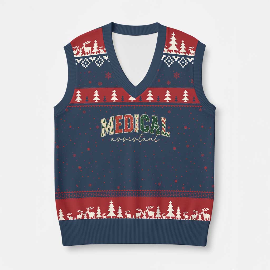 Xmas Medical Assistant V-Neck Knit Sweater Vest MA Nurse Grad Gift - Wonder Print Shop