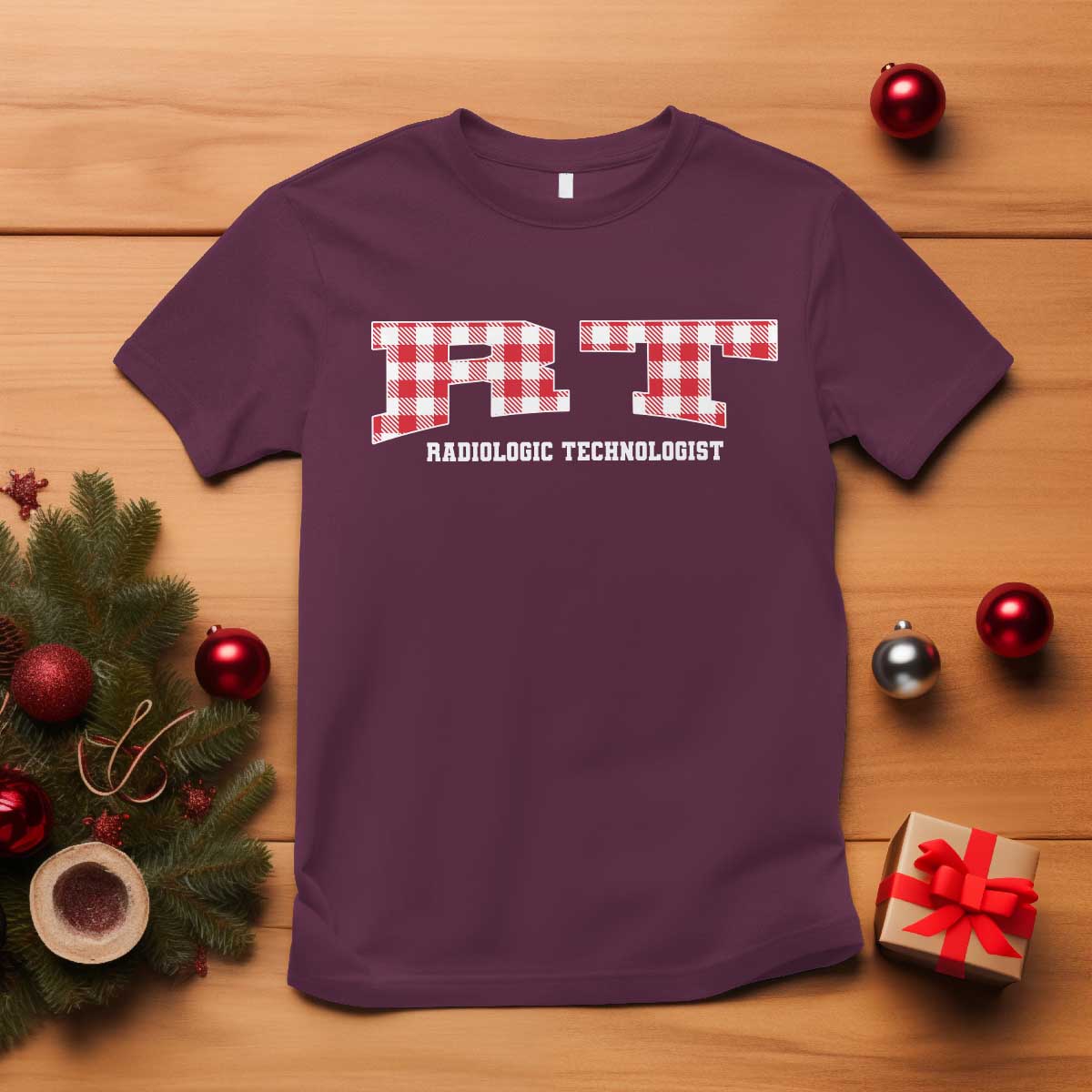 Christmas Radiology Technologist T Shirt Buffalo Plaid RT Rad Tech Gift - Wonder Print Shop