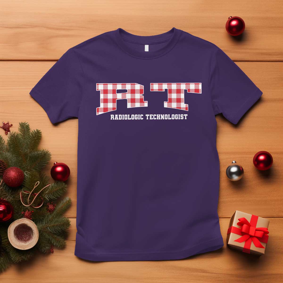 Christmas Radiology Technologist T Shirt Buffalo Plaid RT Rad Tech Gift - Wonder Print Shop