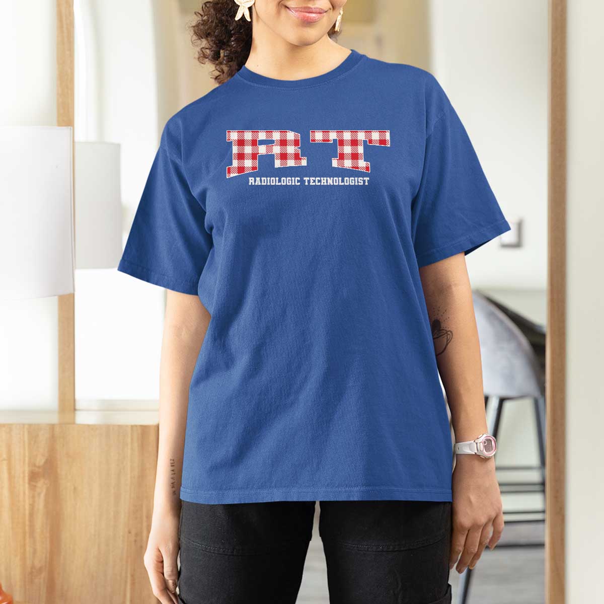 Christmas Radiology Technologist T Shirt For Women Buffalo Plaid RT Rad Tech Gift - Wonder Print Shop