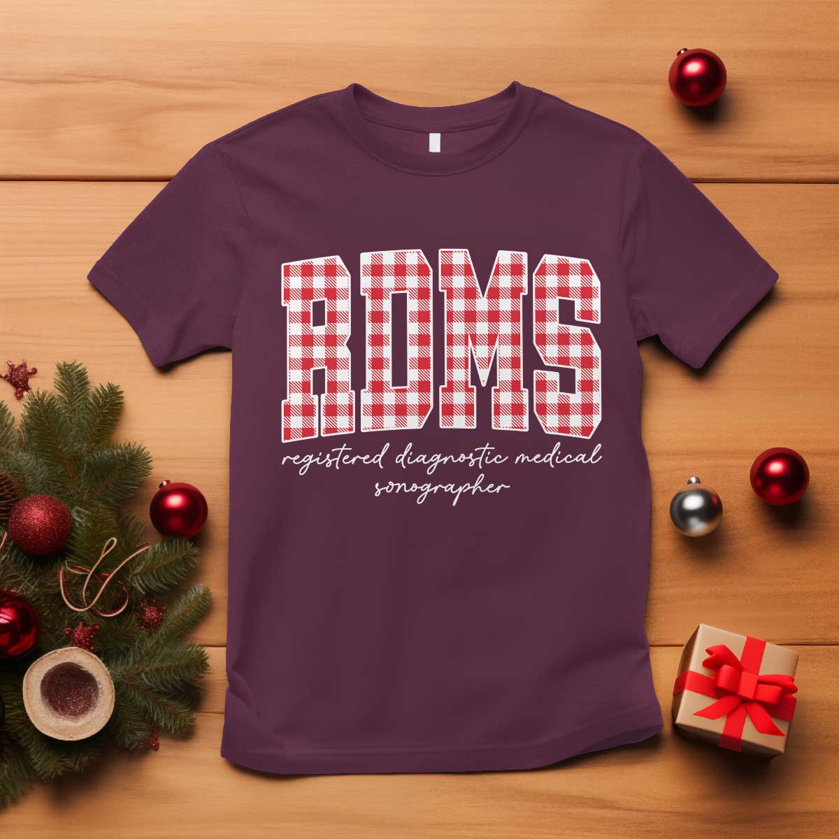 Christmas RDMS T Shirt Buffalo Plaid Sonographer Ultrasound Tech Gift - Wonder Print Shop